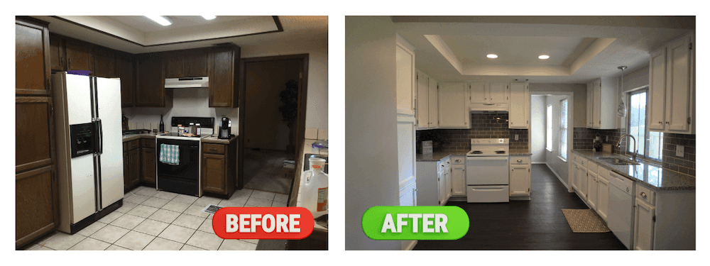 before and after of a kitchen