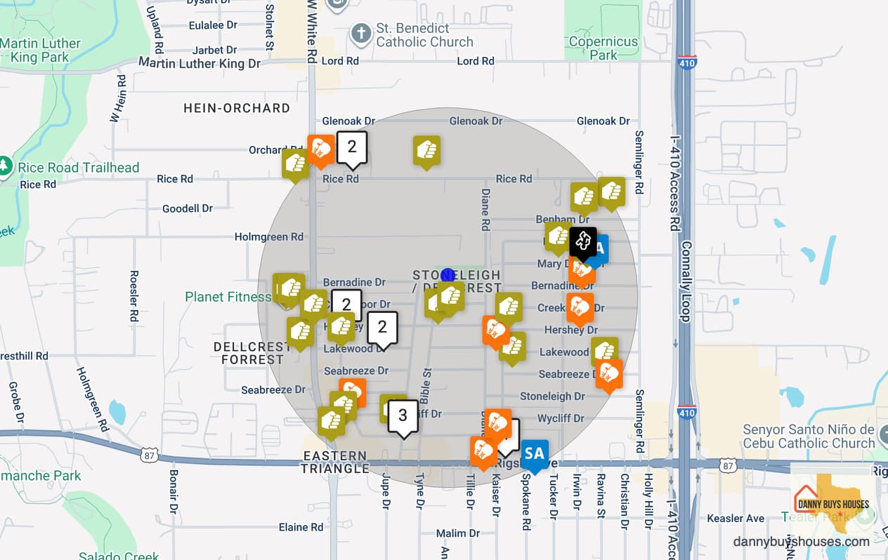 Crime map of the Dellcrest neighborhood