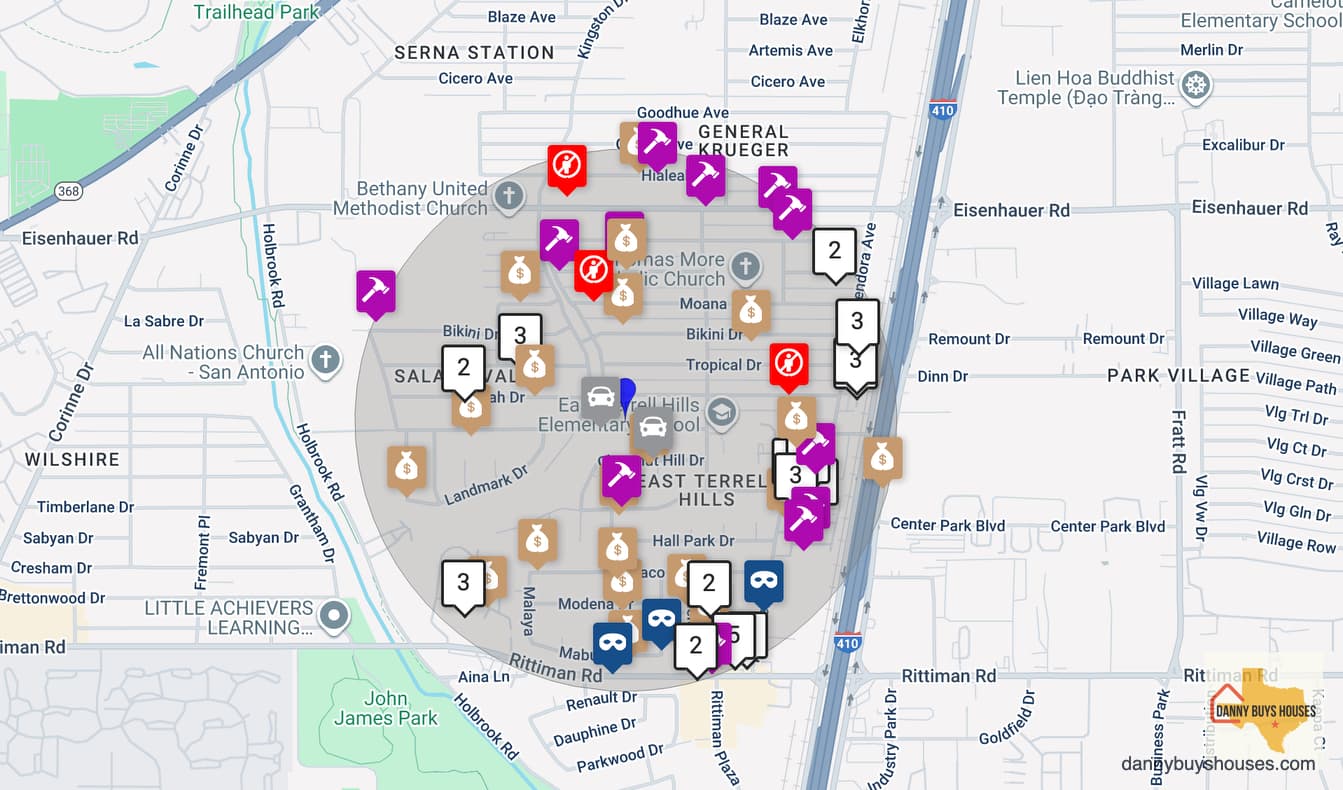 Crime map of the East Terrell Hills neighborhood