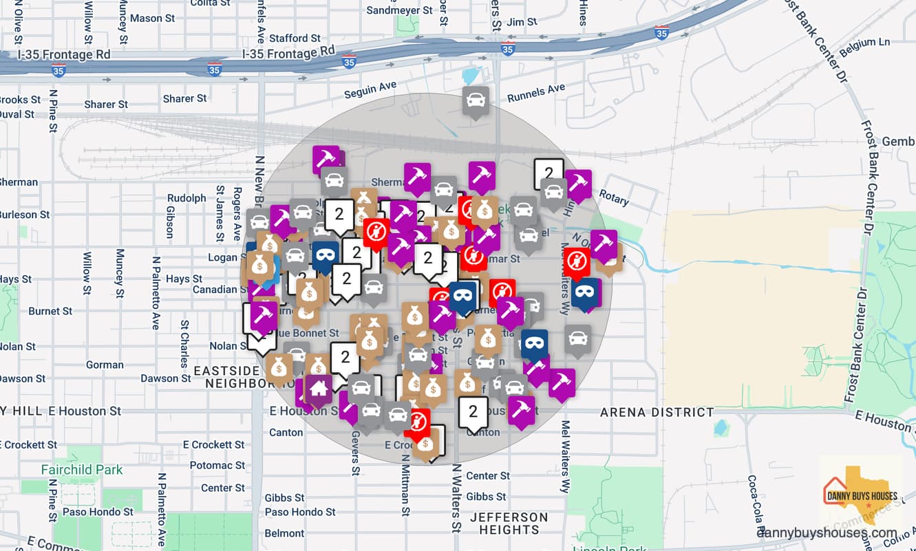 Crime map of the Harvard Place / Eastlawn neighborhood