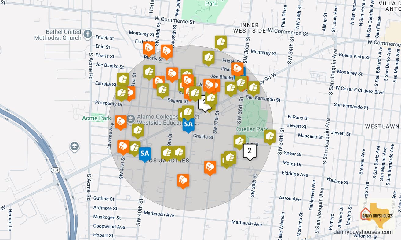 Crime map of the Los Jardines neighborhood