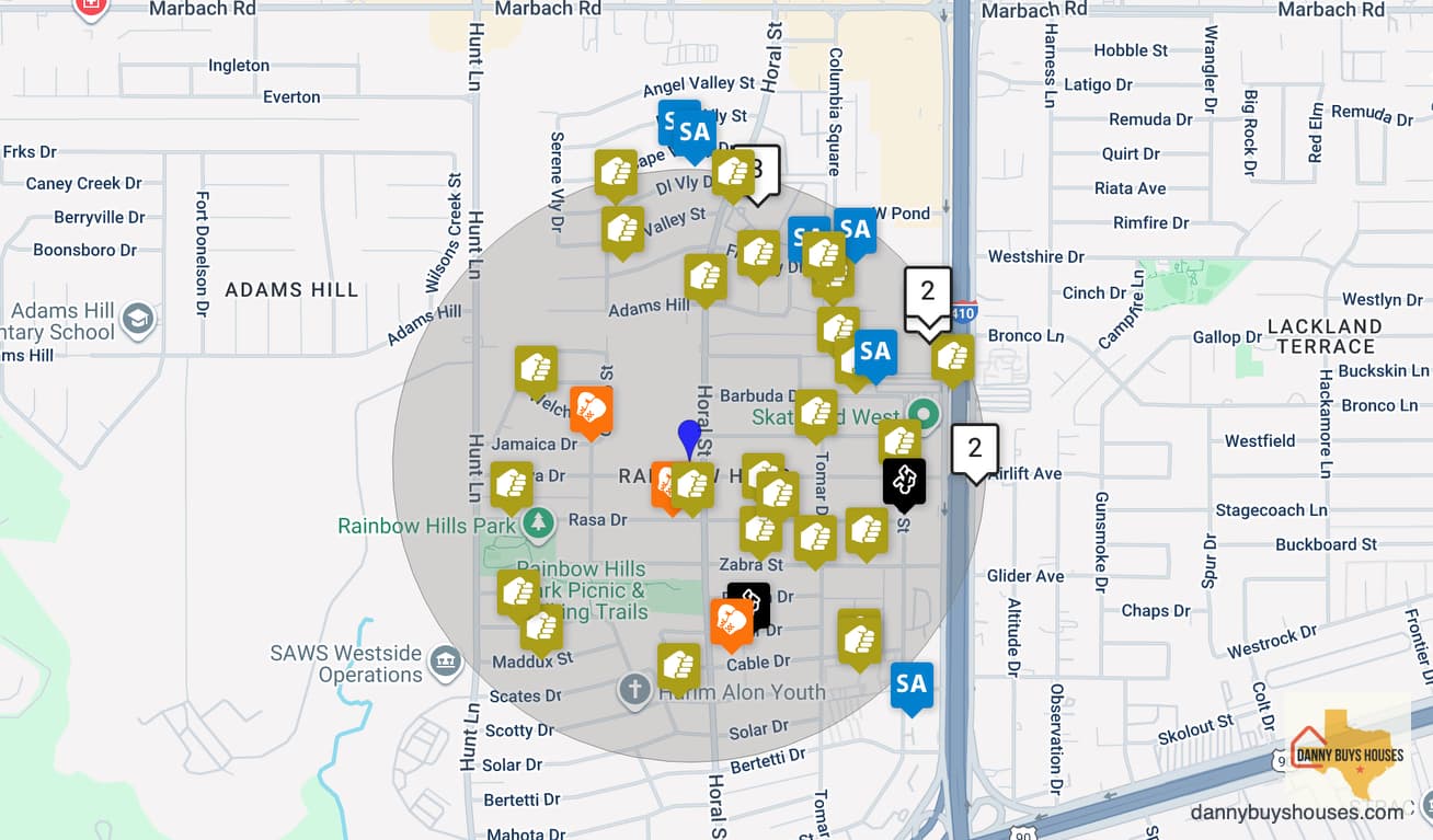 Crime map of the Rainbow Hills neighborhood