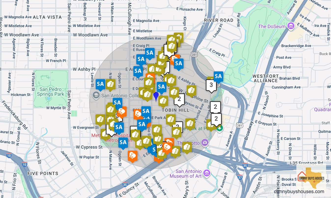 Crime map of the Tobin Hill neighborhood