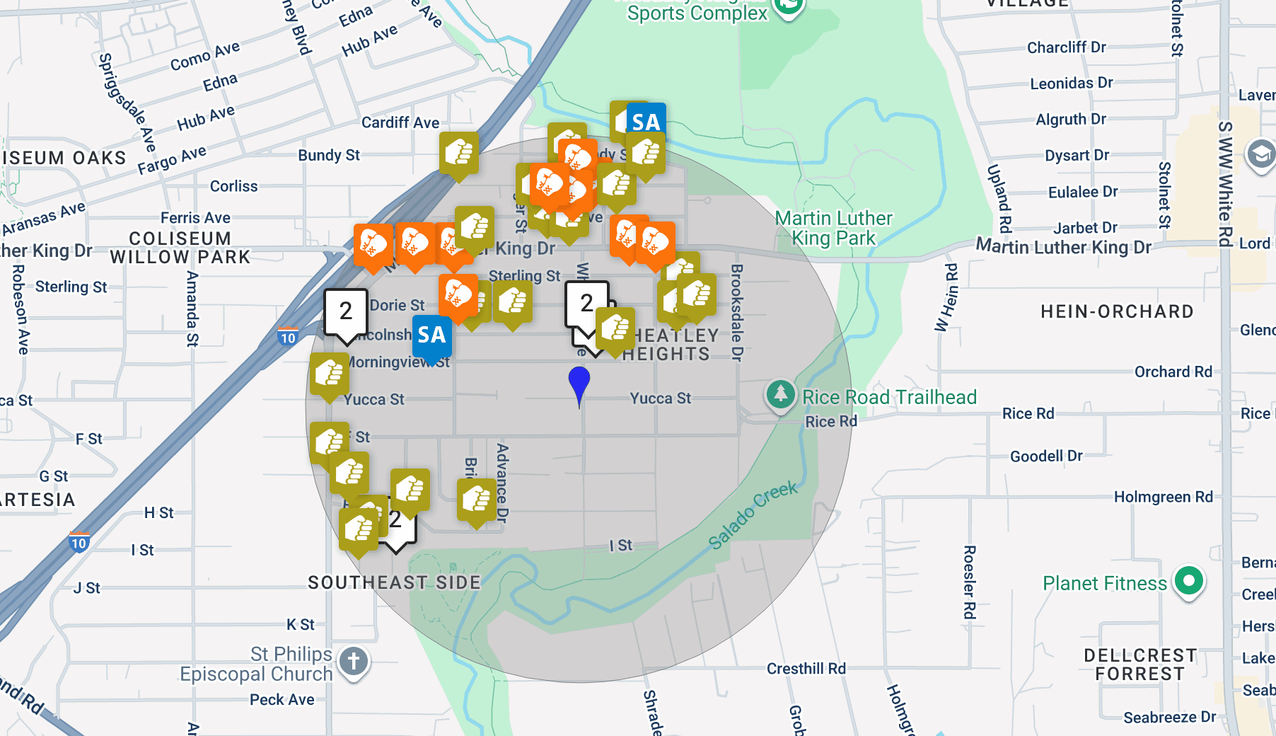 Crime map of Wheatley Heights neighborhood