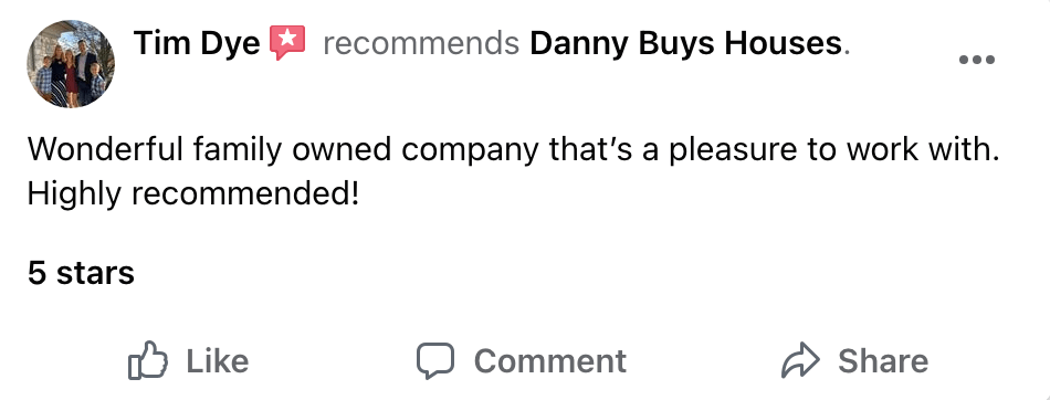 Tim Dye danny buys houses facebook review