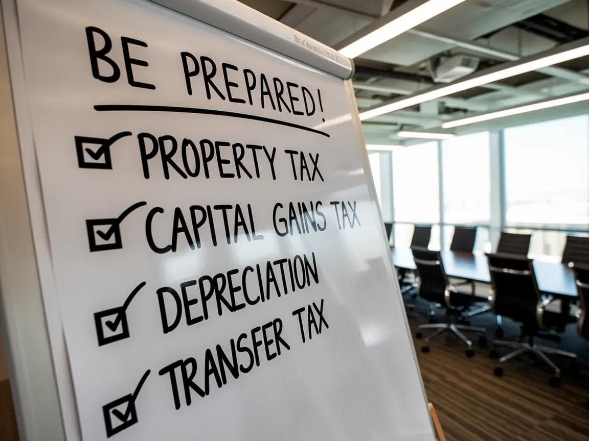 whiteboard showing tax complications