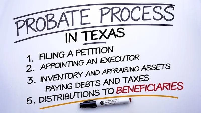 whiteboard with texas probate process