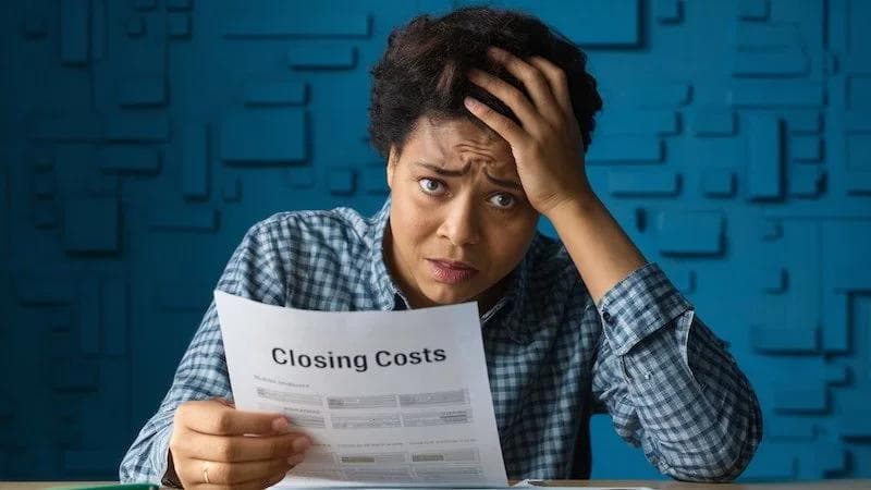 distressed person looking at closing costs