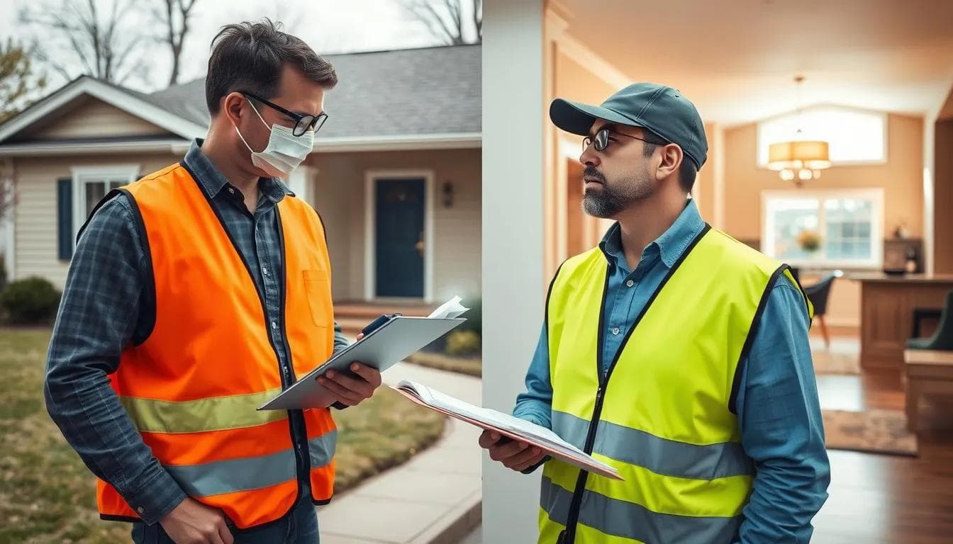 home inspectors outside and inside
