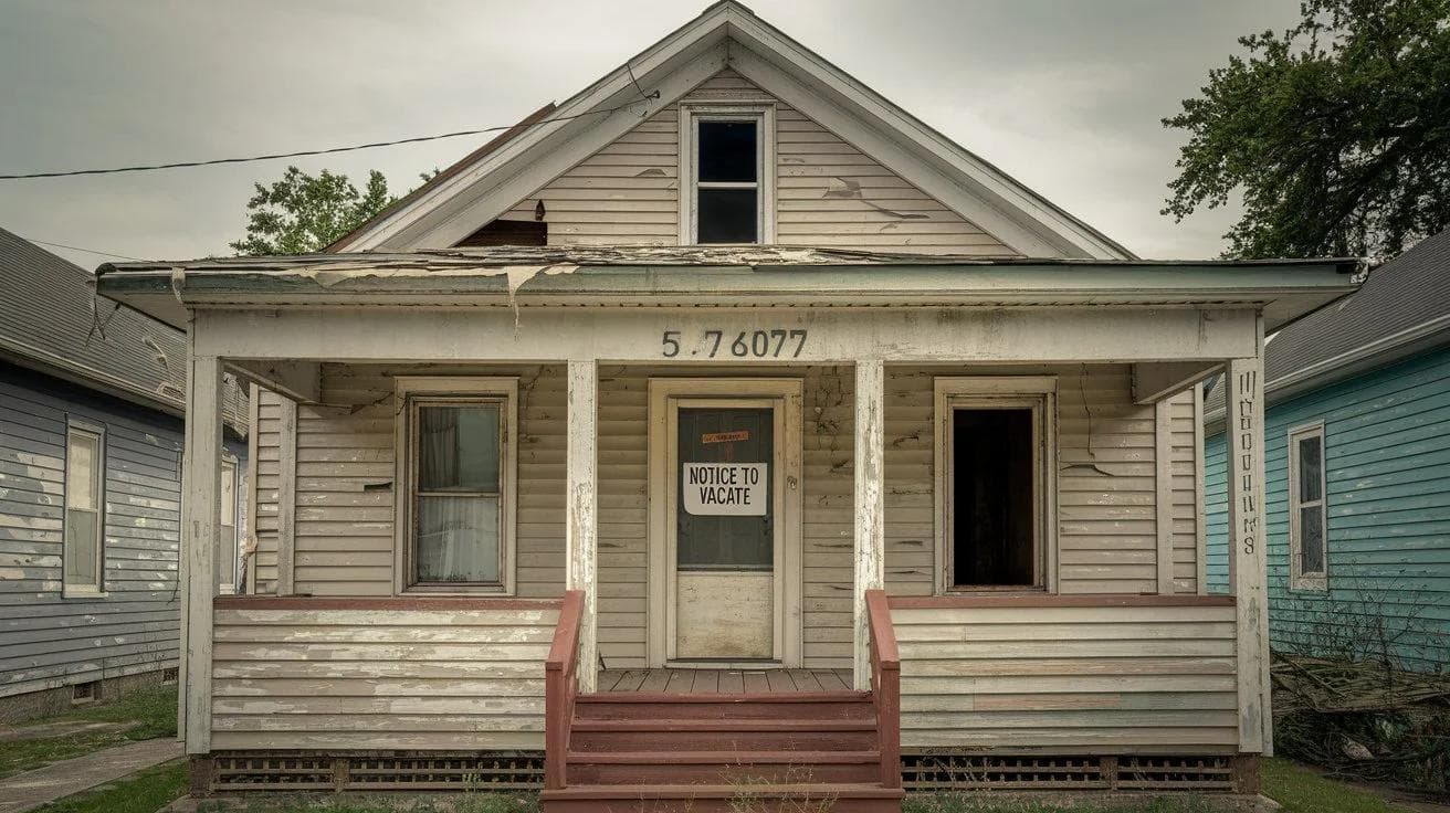 Texas house with a notice to vacate posted