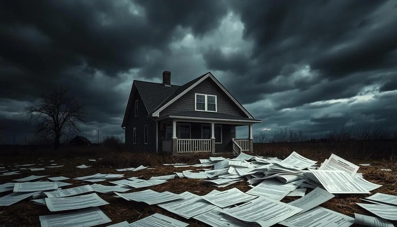 dark clouds of house foreclosure