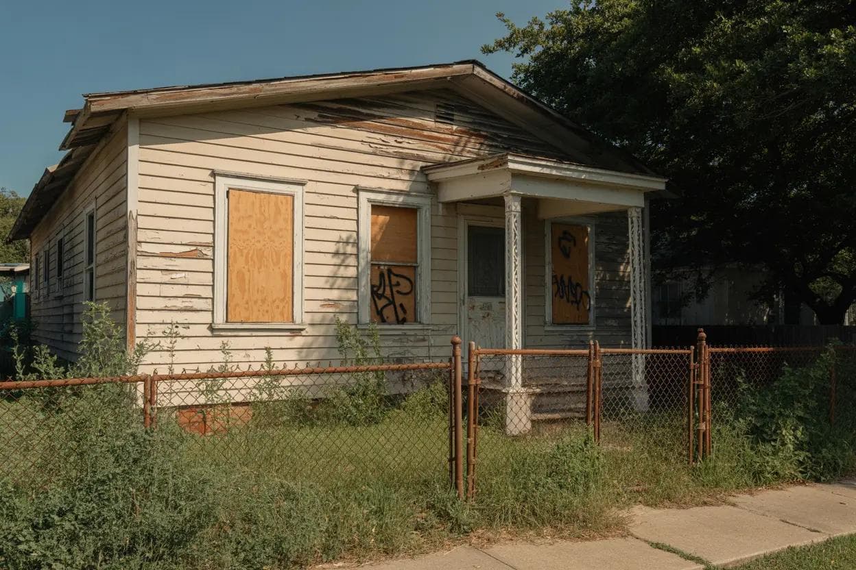 boarded up house in San Antonio, TX