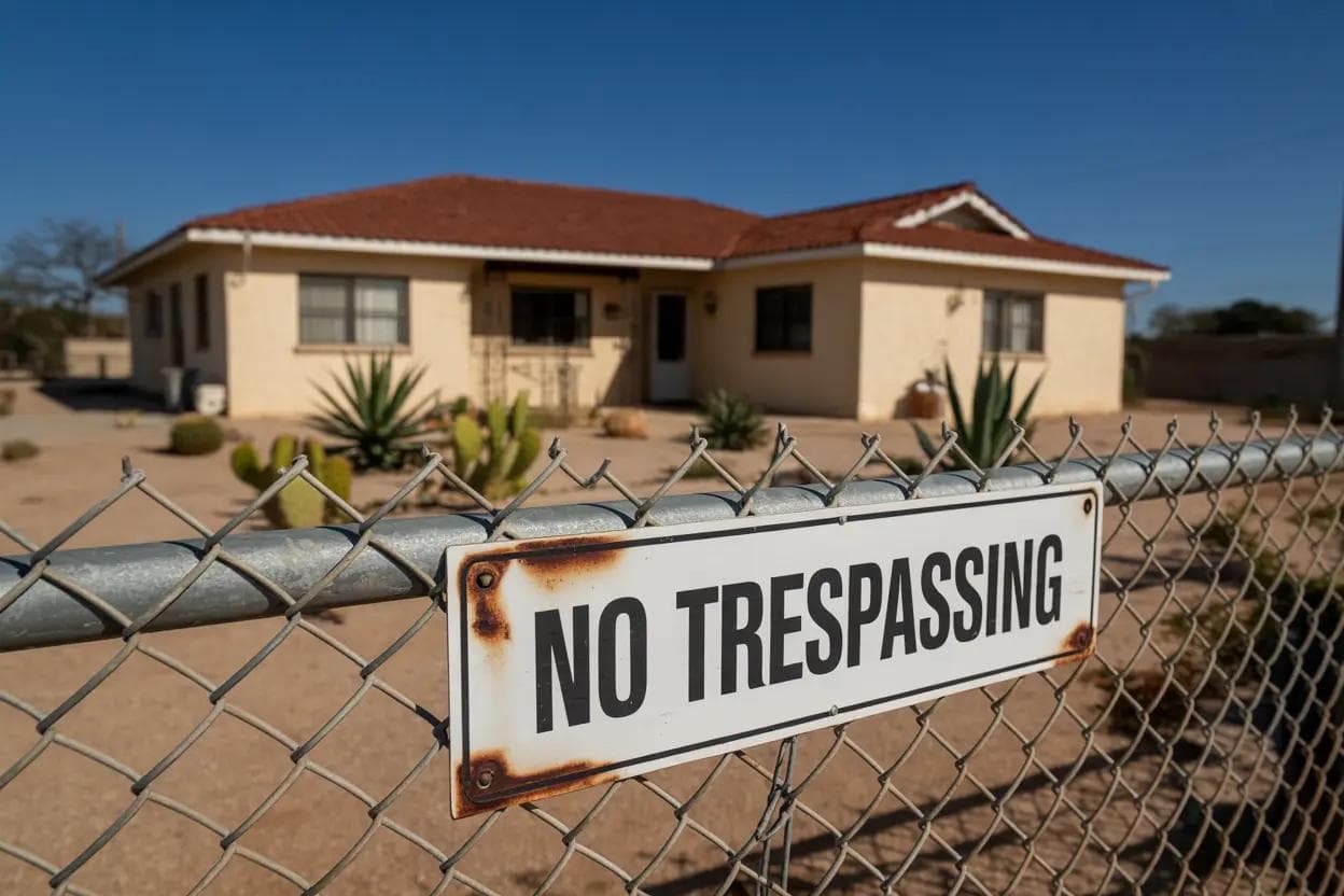 no trespassing sign posted on Texas house