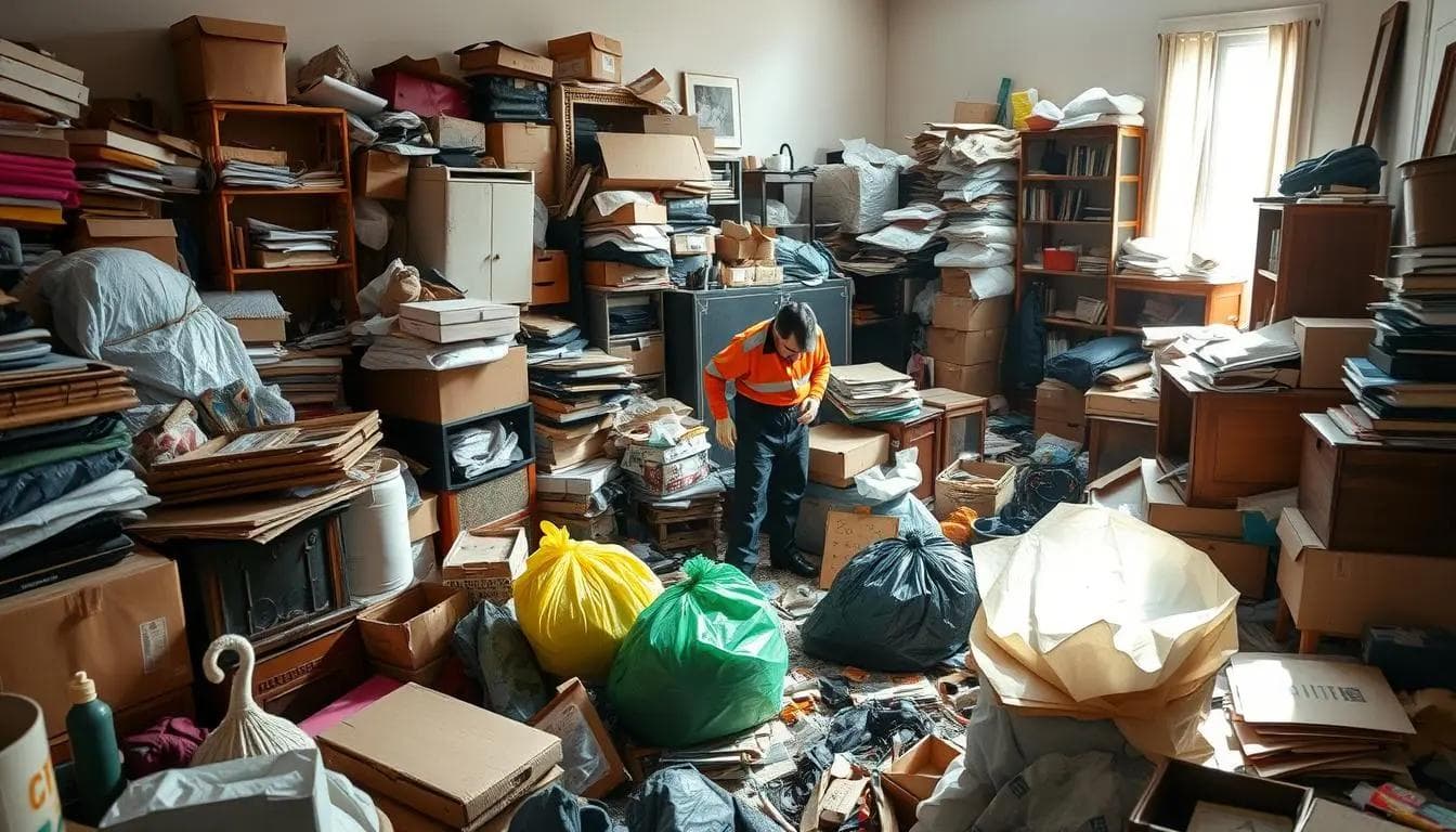 hoarder house guy determining cost to clean up