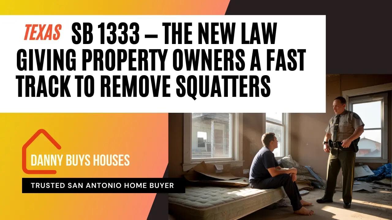 Texas SB 1333 article cover showing a sheriff evicting a squatter