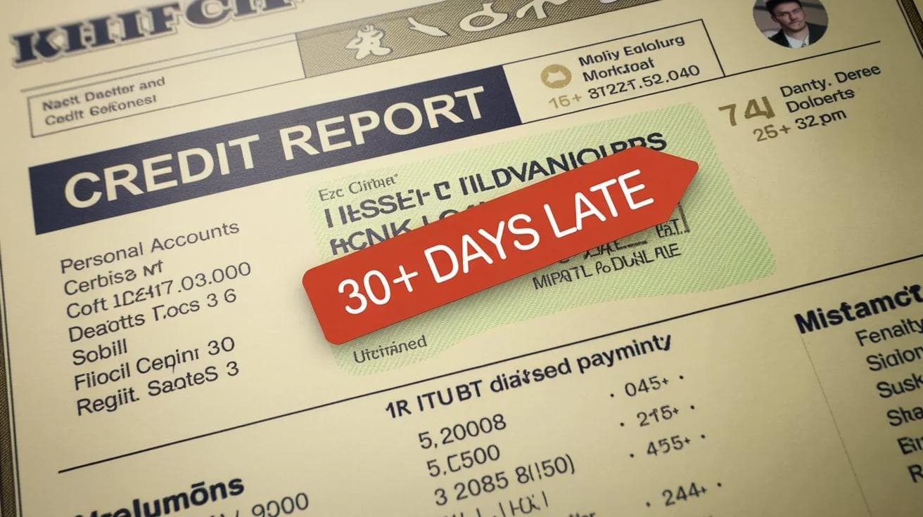 credit report showing missed payment 30 days late